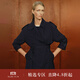 OVV秋冬熱賣(mài)女裝經(jīng)典翻領(lǐng)雙排牛角扣短款羊毛風(fēng)衣 藏青 M