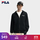 FILA 斐樂(lè )官方情侶款針織連帽衛衣外套2025秋季新款休閑純棉寬松上衣 正黑色-BK L 175/96A/L