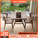 NEW THINKING實(shí)木陽(yáng)臺(tái)茶桌椅組合三件套家用民宿喝茶小戶(hù)型餐桌簡(jiǎn)易茶桌省空間 胡桃色(一桌兩椅)送坐墊抱枕 80長(zhǎng)60寬73高