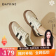 達(dá)芙妮（DAPHNE）板鞋女款新款秋季厚底復(fù)古德訓(xùn)鞋百搭學(xué)生低幫休閑運(yùn)動鞋 黑米色 單層 跟高3cm 37 (235mm) 標(biāo)準(zhǔn)碼