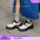 COZY STEPS可至【張婧儀同款】女士春季新款輕盈厚底增高牛皮貝果鞋 香草奶白+曜石黑7157 38