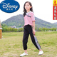 迪士尼（Disney）女童套裝 中學(xué)生夏裝兩件套短袖九分褲夏季6-15歲小女孩休閑衣服9 桃色 套裝(上衣+褲子) 150 建議身高140-150厘米