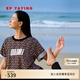 EP雅瑩女裝 長(zhǎng)絨棉印花寬松短款短袖t恤 夏季商場(chǎng)同款5337C 黑色 M