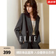 ELLE法式高級(jí)感正肩西裝女高級(jí)感2025春季新款通勤感氣質(zhì)職業(yè)西服 深灰（上裝） M