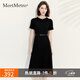MeetMetro瑪依爾黑色短袖連衣裙女2025夏季新款收腰通勤圓領(lǐng)T恤裙 黑色【現(xiàn)貨閃電發(fā)】 S