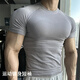 萊樞匯運動(dòng)短袖t恤男健身服跑步舉鐵健身戶(hù)外夏季男士運動(dòng)T恤顯壯上衣 【灰色】緊身衣短袖XL（130-145斤）