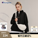 Champion冠軍2023刺繡立領(lǐng)套頭拉鏈衛衣運動(dòng)舒適閨蜜女款長(cháng)袖簡(jiǎn)約休閑純色 黑色 L