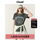 ELAND衣戀T恤女學(xué)院海軍風(fēng)印花圖案寬松短袖舒適上衣2025夏季新款 深灰色(17)D/Grey L /170