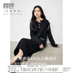 對(duì)白法式POLO領(lǐng)黑色針織連衣裙女秋冬2024新款撞色繡花高級(jí)感裙子 靜謐黑 M