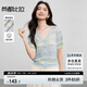 尚都比拉甜美風(fēng)溫柔減齡針織衫女夏鏤空條紋寬松漸變開衫V領(lǐng)短袖百搭上衣