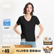 森馬（Semir）短袖t恤女涼感抗菌正肩修身2025夏顯瘦V領(lǐng)白色打底衫109325100002
