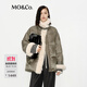 MO&Co.羽絨服90鴨絨機車(chē)風(fēng)皮袢泰迪絨高領(lǐng)鑲邊 軍綠色 XS /155