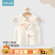 優(yōu)奇嬰兒馬甲春秋外穿網(wǎng)紅寶寶春裝坎肩外套小背心潮服男女童秋冬馬甲 杏色小兔 90