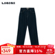 LAGOGO簡約百搭牛仔褲女拉谷谷2025秋新款通勤休閑褲子OCNN438A92 深藍(lán)色 M
