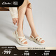 Clarks其樂Dashlite Joy女鞋夏新款鏤空交叉綁帶厚底緩震羅馬涼鞋淑女鞋 奶白色 261803584 37