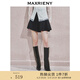 MAXRIENY不規則腰頭時(shí)尚復古紐扣褲子短褲女褲裙 黑色 M