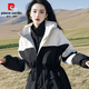 皮爾卡丹（pierre cardin）新款休閑夾克2025春秋黑白拼色韓版沖鋒衣收腰顯瘦時(shí)尚外套 黑色 有里布 2XL 130-145斤