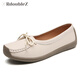 RdoubleZ休閑鞋女夏季新款真皮豆豆鞋一腳蹬平底媽媽鞋軟底不累腳百搭單鞋 米色 單層 37 標(biāo)準(zhǔn)運(yùn)動(dòng)鞋碼
