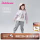 笛莎（DEESHA）童裝女童蝴蝶結(jié)裝飾加絨束腳褲2024秋冬季新款女寶寶舒適加厚長褲 灰色 110