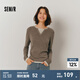 森馬（Semir）毛衣女短款假兩件含羊毛針織衫2024冬季新款修身保暖軟糯v領(lǐng)內(nèi)搭 白咖色調(diào)00415 XL /170/92A