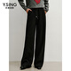 衣香麗影醋酸羊毛真絲休閑褲女冬裝新款寬松軟糯直筒長(cháng)褲子 黑色 M