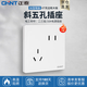 正泰（CHNT）開關(guān)插座面板86型暗裝家用墻壁開關(guān)面板二三插座正斜五孔5孔無框大板6T亮白色 斜五孔10只裝