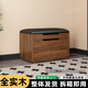 淺梵免安裝家用實(shí)木穿換鞋凳進(jìn)門(mén)口坐凳鞋柜一體入戶(hù)玄關(guān)可坐儲物收納 胡桃色兩層60cm-黑色坐墊