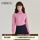 OBEG歐碧倩新年冬復古提花高領(lǐng)毛衣女針織衫內搭修身10404042 粉紅 L /170/40
