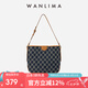 萬里馬（wanlima）新款老花水桶包托特包高級感復古時尚百搭單肩休閑女包包送禮物款 牛仔藍/杏仁棕