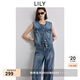 LILY2025夏新款女裝復(fù)古簡(jiǎn)約寬松休閑百搭無領(lǐng)牛仔馬甲無袖背心 419牛仔藍(lán) S