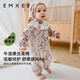 嫚熙（EMXEE）低敏初生嬰兒連體衣絲柔果棉新生兒寶寶衣服純棉長袖哈衣爬服春秋 天鵝舞曲【斜襟】(不含帽子) 80cm （9-18月，體重8.5-10kg）