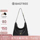 BAGTREE包包樹圖南植鞣皮hobo女包2025年新單肩斜挎包通勤餃子包七夕禮物 黑色-中號(hào) 高級(jí)小眾