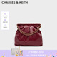 CHARLES&KEITH子母鏈條大容量流浪包托特包單肩斜挎包女包七夕禮物CK2-40671449 Burgundy葡萄酒紅色 L