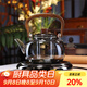 全度輕奢耐熱玻璃提梁壺大容量煮茶燒水壺電陶爐蒸煮一體茶壺茶具 木影茶壺+鼓韻電陶爐（黑色）