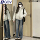 DGOV羽絨棉衣棉服女2025年新款冬季小個(gè)子派克服美式復(fù)古冬裝外套棉襖 灰白【zt】 M 【100-120斤】