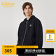卡賓（CABBEEN）【簡約寬松】男裝潮流連帽開衫衛(wèi)衣2024春季新款黑色夾克外套 煤黑色01 M /170/48