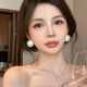 夢可飾zui溫柔夸張超大珍珠耳釘女2025新款爆款感耳環(huán)氣質(zhì)獨(dú)特耳飾禮物 925銀針(白色)大面包珍珠