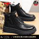 公牛世家馬丁靴男2025年新款高幫皮短靴子男士英倫風(fēng)大頭皮鞋復古工裝靴 黑色【四季款單鞋】GN124101280 42 （運動(dòng)鞋碼）