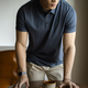 倉石一樹 KAZUKI KURAISHI高端純色簡約商務(wù)休閑短袖POLO衫男士新款夏季冰絲涼感華夫格肌理 藍(lán)色 XL （建議131-145斤）