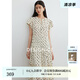 迪賽尼斯（DESIGNICE）2025年夏季新款通勤氣質(zhì)優(yōu)雅復(fù)古波點(diǎn)圓領(lǐng)短袖飄帶連衣裙 米色 L