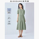 佐丹奴棉麻連衣裙女夏季亞麻文藝風(fēng)圓領(lǐng)泡泡袖蛋糕裙05465323