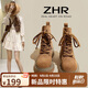 ZHR馬丁靴女反絨牛皮復(fù)古內(nèi)增高短靴女氣質(zhì)百搭靴子 AH369M 棕色 39 