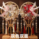【高檔楠竹扇架+禮盒禮袋包裝】送新娘閨蜜團扇diy手工制作材料高級雙面結(jié)婚新娘成品中國風婚喜扇出嫁中式 1號【成品扇】 喜扇+扇架+嵌入式禮盒