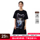 幻走（MOVEUP）2025夏季新款.FUN系列貓咪印花撞色繡花針織連衣裙 黑色 S