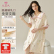 9i9孕婦睡裙帶胸墊一體喂奶哺乳短袖純棉月子服睡衣女產(chǎn)后懷孕期 兩側哺乳口 固定胸墊 米小熊XL