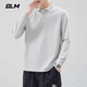 GLM長(cháng)袖t恤男春秋季翻領(lǐng)長(cháng)袖polo衫男簡(jiǎn)約運動(dòng)上衣打底衫男裝淺灰XL