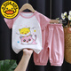 G.duck女童夏裝套裝嬰兒夏季純棉兒童寶寶衣服薄款一兩歲女寶女孩兩件套 亮粉 小貓 100 cm適合90-100cm年齡3-4歲