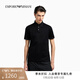 EMPORIO ARMANI/阿瑪尼官方旗艦新款男萊賽爾棉三?？鄯I(lǐng)短袖Polo衫夏季 【萊賽爾棉三粒扣】黑色/印花logo M  (推薦：135-150斤)
