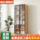 裕鄉全實(shí)木書(shū)柜書(shū)架落地置物架客廳帶玻璃門(mén)儲物柜組合多層大容量書(shū)櫥 【金屬柜門(mén)D款】80*200*32cm