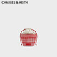 CHARLES&KEITH鏤空編織抽繩手提斜挎水桶包生日禮物CK11-10782618 Gingham Red紅色/白色 R